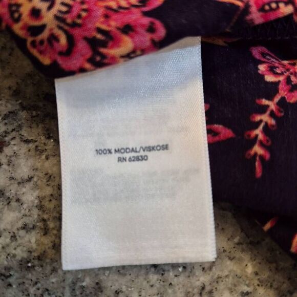 Lands' End Women's Purple/Navy/Red Modal Floral V-Neck Drawstring Swim Cover Up - Picture 13 of 15